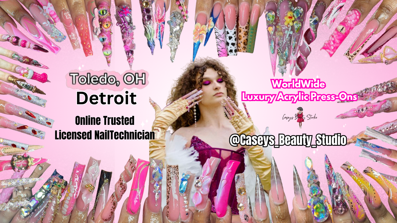 WorldWide luxury acrylic press-ons by Caseys Beauty Studio